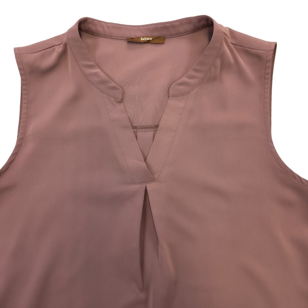 Retro Gaharu Sleeveless Blouse Women's L Purple V-Neck Top Polyester - Picture 3 of 7